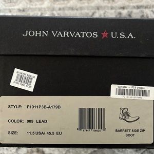 John Varvatos Barrett Side Up Boots, Lead color, size 11.5 US